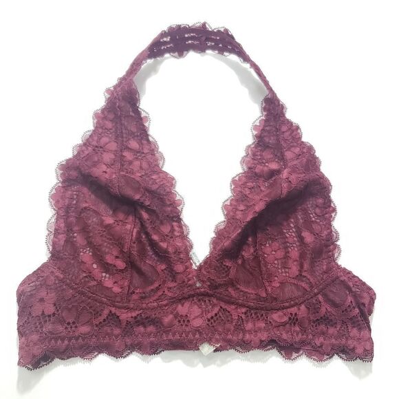 Free People Other - Free People Lace Halter Bralette Wine sz XS